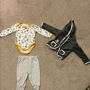 CJP Raccoon Bodysuit Set with Gray Pants and Jacket